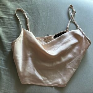 Forever 21 champagne cowl neck satin crop top